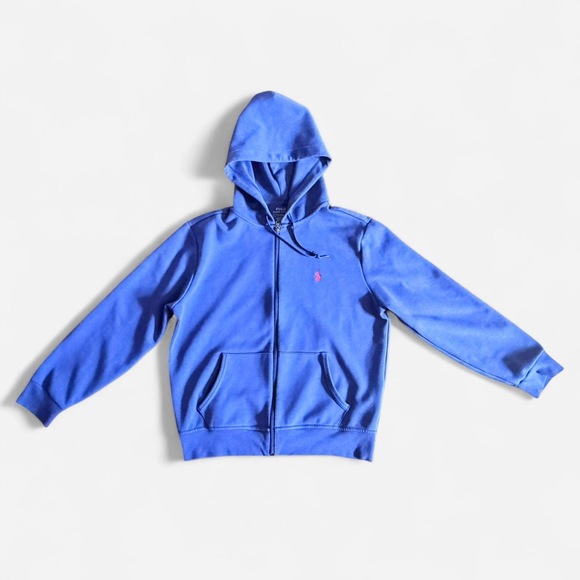 Polo Ralph Lauren blue zip up hoodie sweater - Picture 7 of 8